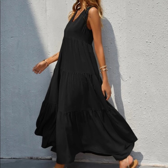 Boho V neck ruffle hem maxi dress - Picture 4 of 15